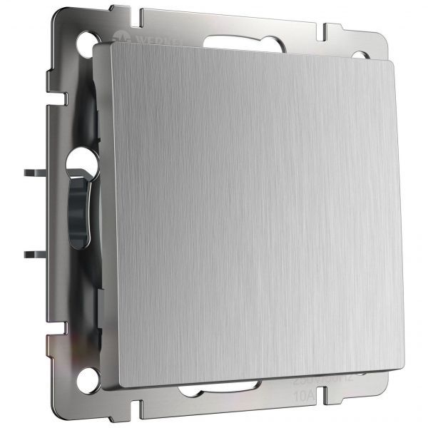 Выключатель 1-клавишный проходной Werkel W1112009 серебро рифленый (WL09-SW-1G-2W)