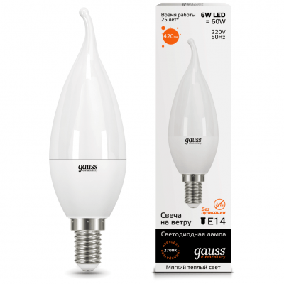 Лампа Gauss 34116 LED Elementary Candle Tailed 6W E14 3000K