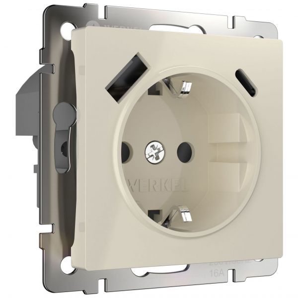 Розетка с быстрой зарядкой USB Type A+С слоновая кость Werkel W1171703