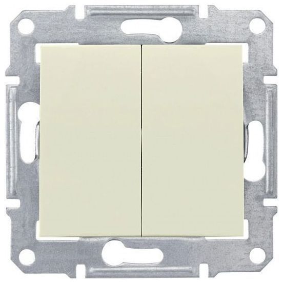 Выключатель 2-клавишный Schneider Electric Sedna Бежевый 10А, IP44 (сх.5)