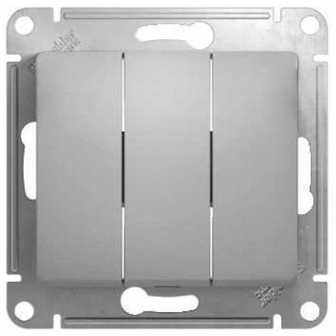 Выключатель 3-клавишный SE Glossa Алюминий, сх.3 GSL000331