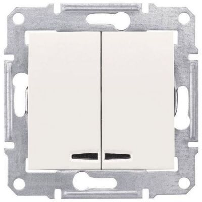 Выключатель 2-клавишный с подсветкой Schneider Electric Sedna Бежевый 10А (сх 5)