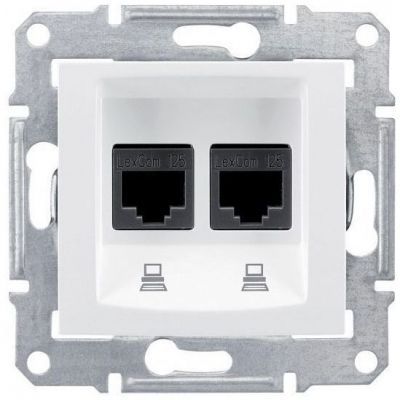 Розетка компьютерная 2-ая Schneider Electric Sedna Белый RJ45 кат. 6 UTP