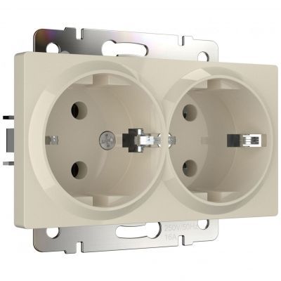 Розетка двойная с заземлением Werkel W1172003 слоновая кость (WL03-SKG-02-IP20)