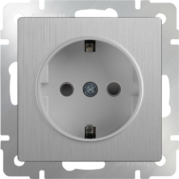 Розетка с з/к Werkel W1171009 серебро рифленый (WL09-SKG-01-IP20)