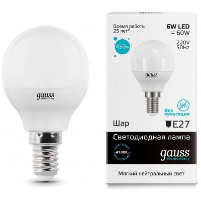 Лампа Gauss 53126 LED Elementary Globe 6W E14 4100K