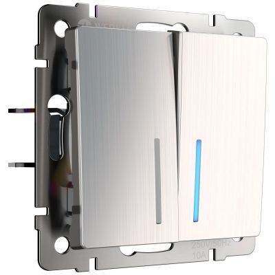 Выключатель двухклавишный с подсветкой Werkel W1120102 глянцевый никель (WL02-SW-2G-LED)