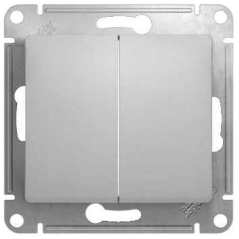 Переключатель 2-клавишный SE Glossa Алюминий, сх.6 GSL000365