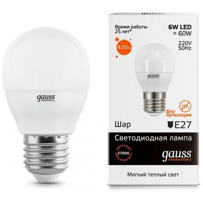 Лампа Gauss 53216 LED Elementary Globe 6W E27 3000K