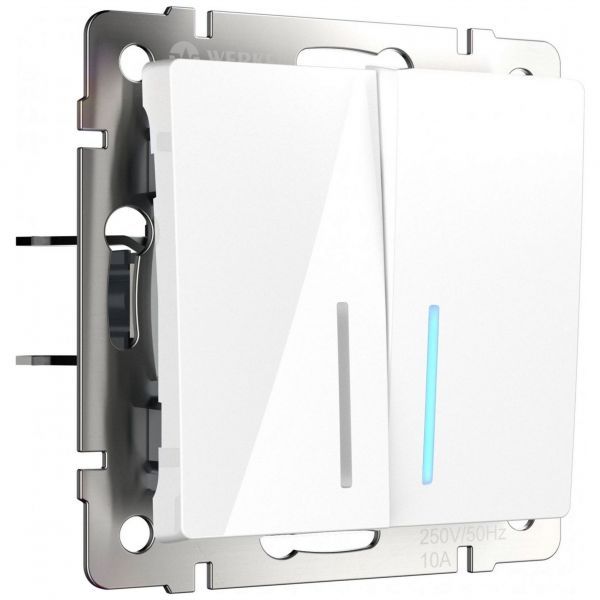 Выключатель 2-клавишный с подсветкой Werkel W1120101 белый (WL01-SW-2G-LED)