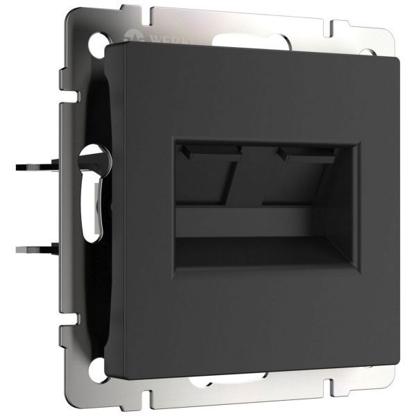 Розетка двойная Ethernet Werkel W1182208 черный матовый (WL08-RJ45+RJ45)