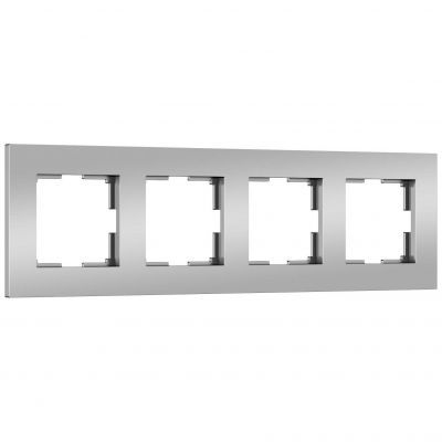 Рамка на 4 поста Slab (серебро матовый) W0042965 Werkel