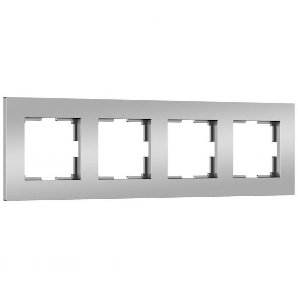 Рамка на 4 поста Slab (серебро матовый) W0042965 Werkel