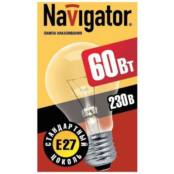 Navigator A55 E27 60W ЛОН NI-A-60-230-E27-CL прозрачная