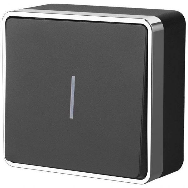 Выключатель одноклавишный с подсветкой Gallant Werkel W5010135 черный с серебром (WL15-01-04)