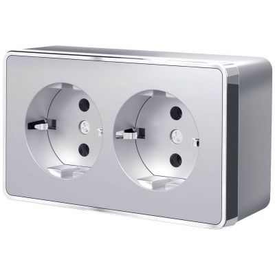 Розетка двойная с заземлением Gallant серебряный Werkel W5072106