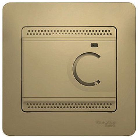 Термостат электронный теплого пола с датчиком SE Glossa Титан, 10A (в сборе с рамкой) GSL000438