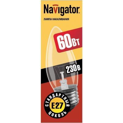 Navigator B35 E27 60W свеча NI-B-60-230-E27-CL прозрачная