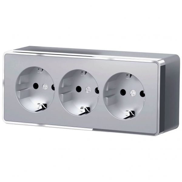 Розетка тройная с заземлением и шторками Gallant серебряный Werkel W5073106