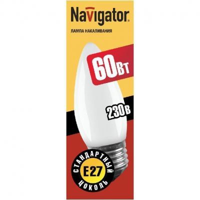 Navigator B35 E27 60W свеча NI-B-60-230-E27-FR матовая