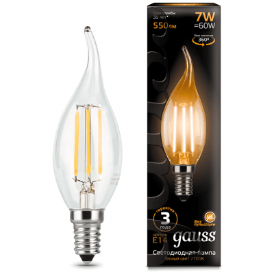 Лампа Gauss 104801107 LED Filament Candle tailed E14 7W 2700К