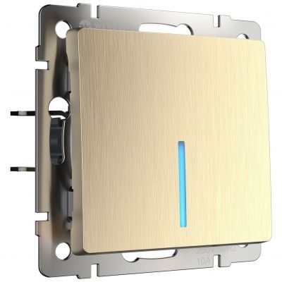 Выключатель 1-клавишный с подсветкой Werkel W1110110 шампань рифленый (WL10-SW-1G-LED)