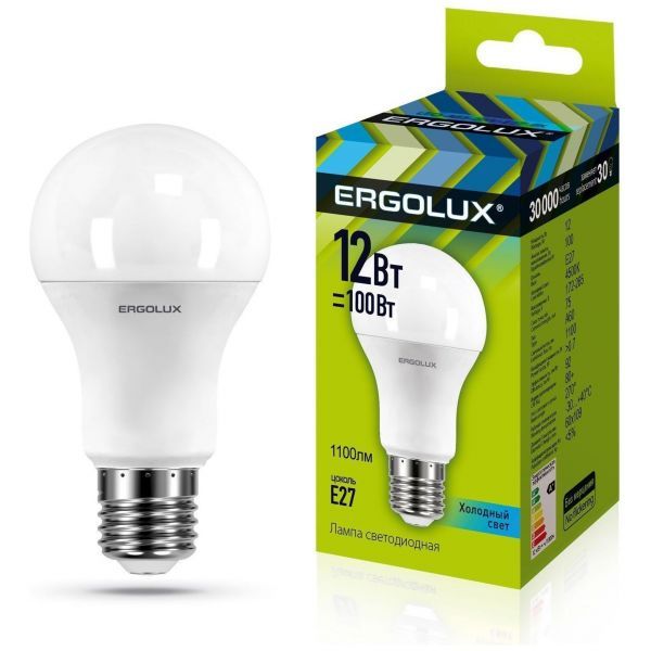 Светодиодная лампа Ergolux LED-A60-12W-E27-4K