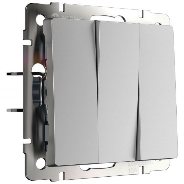 Выключатель трехклавишный (серебряный) Werkel W1130006 (WL06-SW-3G)