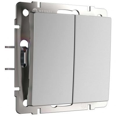 Выключатель двухклавишный с самовозвратом (серебряный) Werkel W1122406