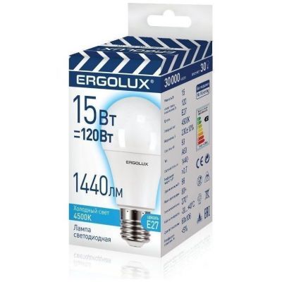 Светодиодная лампа Ergolux LED-A60-15W-E27-4K Promo