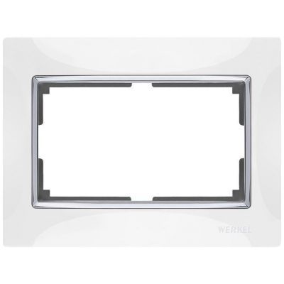 Рамка для двойной розетки Werkel W0081901 белый, вставка хром (WL03-Frame-01-DBL-white)