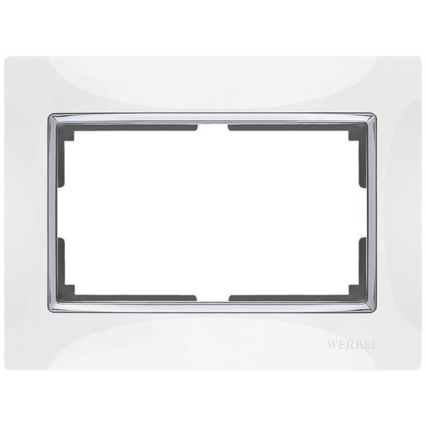 Рамка для двойной розетки Werkel W0081901 белый, вставка хром (WL03-Frame-01-DBL-white)