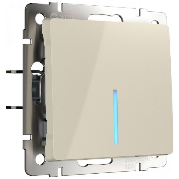 Выключатель 1-клавишный с подсветкой Werkel W1110103 слоновая кость (WL03-SW-1G-LED-ivory)