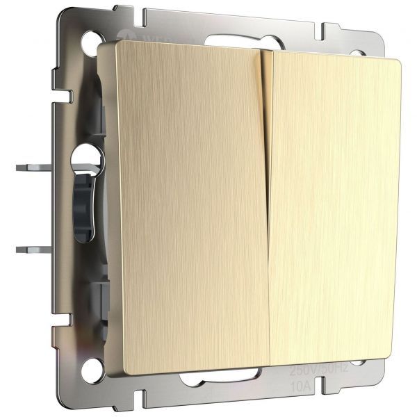 Выключатель 2-клавишный проходной Werkel W1122010 шампань рифленый (WL10-SW-2G-2W)