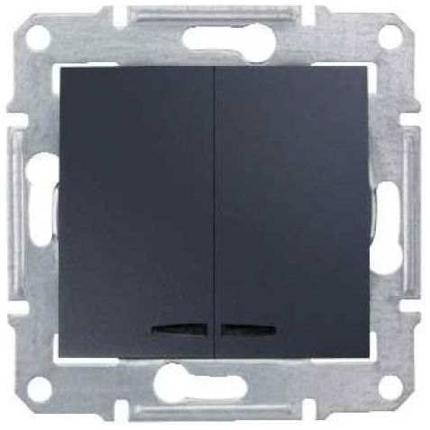 Выключатель 2-клавишный с подсветкой Schneider Electric Sedna Графит 10A, 250В (cx.5а)