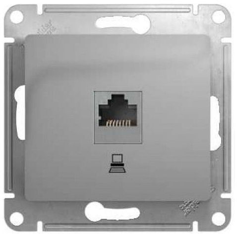 Розетка компьютерная SE Glossa Алюминий RJ45 кат.5E GSL000381K