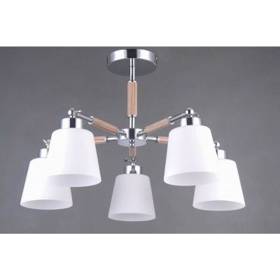 Люстра Linvel LV 9223/5 Бени Хром/светлое дерево E27 40W
