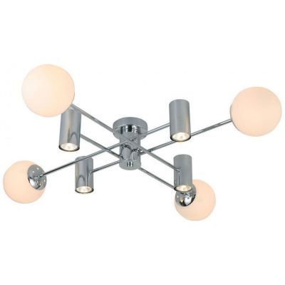 Светильник потолочный Linvel LV 9441/4+4 Реген Хром Е27 60W + GU10 7W D900 H150мм