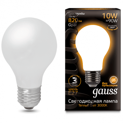 Лампа Gauss 102202110 LED Filament A60 OPAL E27 10W 2700К