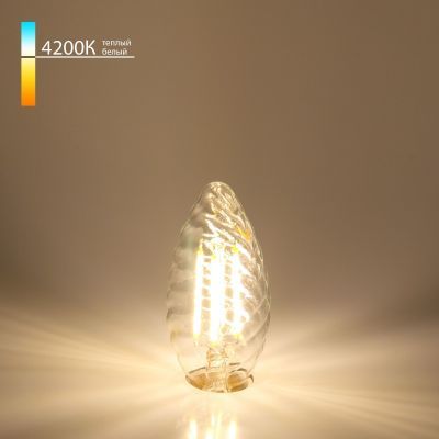 Филаментная светодиодная лампа Свеча витая F 7W 4200K E14 прозрачный Elektrostandard BLE1414
