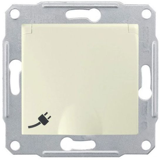 Розетка 1-я Schneider Electric Sedna Бежевый с/з с защитными шторками с крышкой IP44