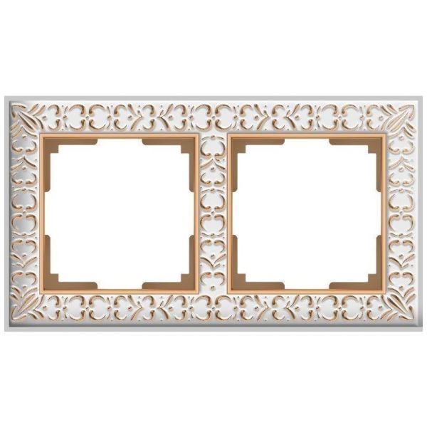Рамка 2-местная Werkel W0021523 белое золото (WL07-Frame-02)
