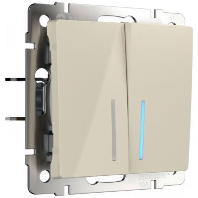 Выключатель 2-клавишный с подсветкой Werkel W1120103 слоновая кость (WL03-SW-2G-LED-ivory)