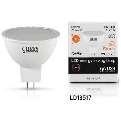 Светодиодная лампа Gauss LED Elementary MR16 7W 2700K LD13517