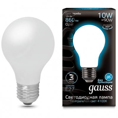 Лампа Gauss 102202210 LED Filament A60 OPAL E27 10W 4100К