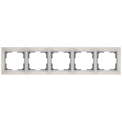 Рамка для розеток 5-местная Werkel W0051903 слоновая кость, вставка хром (WL03-Frame-05-ivory)