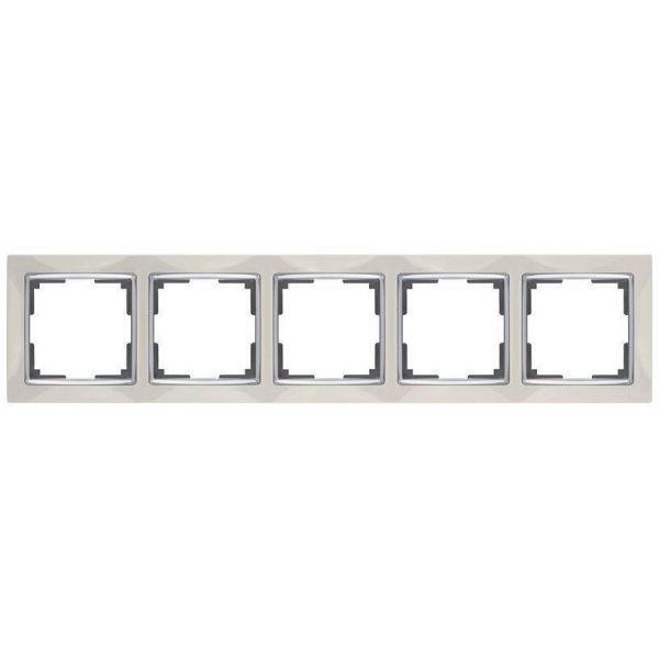 Рамка для розеток 5-местная Werkel W0051903 слоновая кость, вставка хром (WL03-Frame-05-ivory)