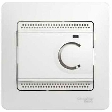 Термостат электронный теплого пола с датчиком SE Glossa Бел, 10A (в сборе с рамкой) GSL000138
