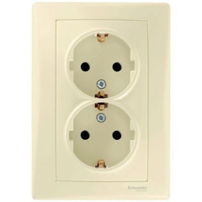 Розетка 2-я Schneider Electric Sedna Бежевый с/з с защитными шторками литая