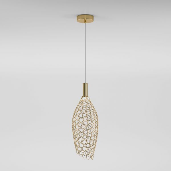 Подвесной светодиодный светильник с металлическим плафоном Eurosvet 90380/1 золото